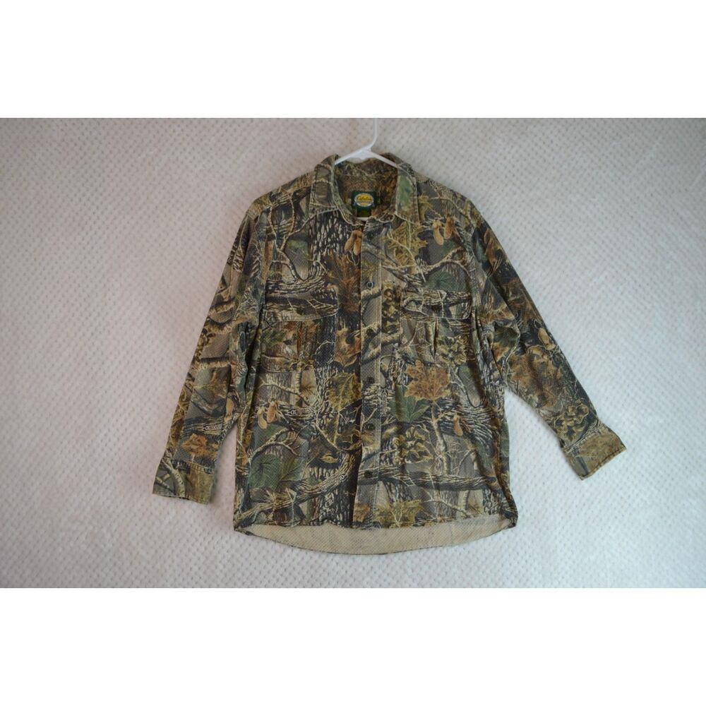 Cabela's Men's Medium Brown 3D Seclusion Long Sleeve Button Down Vented Shirt